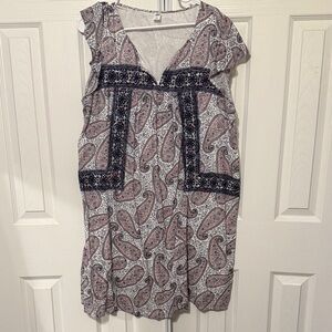 Old Navy Paisley Print Midi Dress - Pink and Black